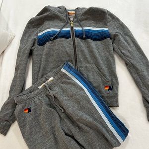 Aviator Nation 5 stripe sweatshirt and sweatpants set